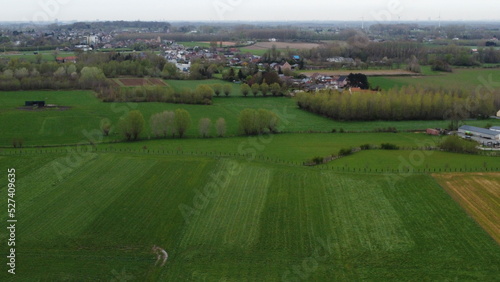 Aerial drone shot of the flemish ardennes