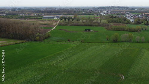 Aerial drone shot of the flemish ardennes