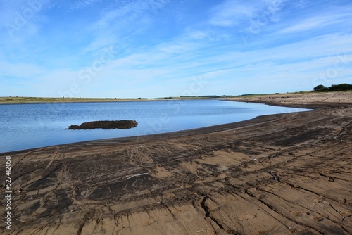 Colliford lake reservoir on Bodmin Moor showing very low levels of water. photo