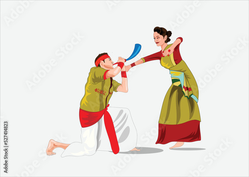 Bihu dance vector illustration on white background