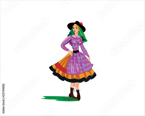 Beautiful Algarve girl standing in traditional costume