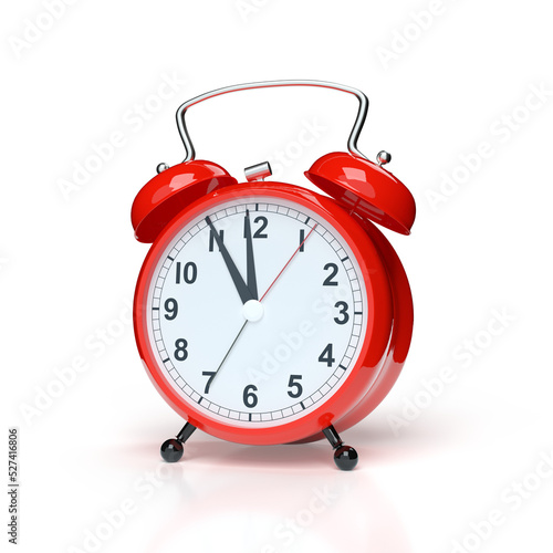 Abstract alarm clock on white background. 3D rendering.