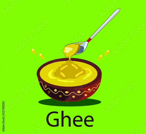 Ghee vector illustration on green background 