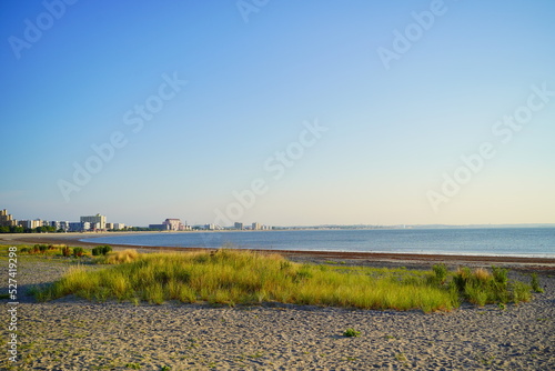 Revere Beach  Revere  Massachusetts  USA. It is a first public beach in America. It is close to Boston Logan Airport
