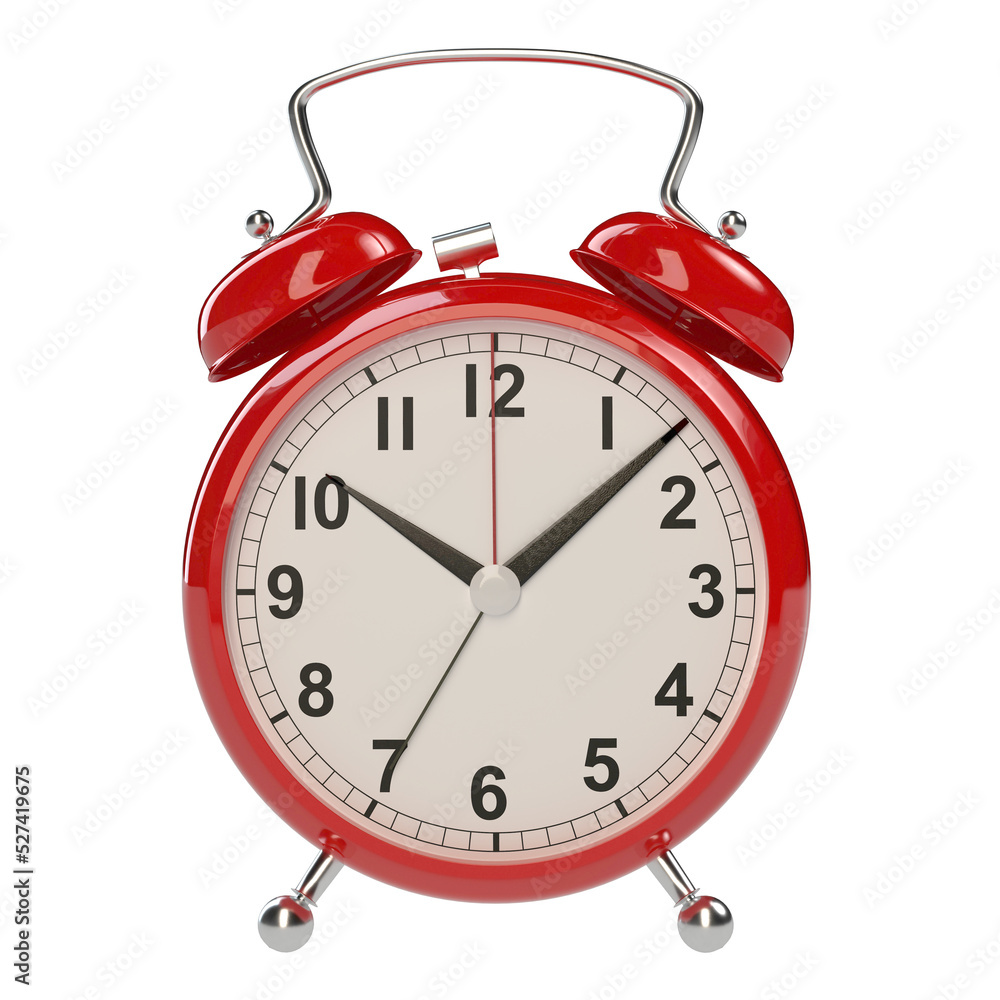 Alarm clock on white background. 3D rendering Alarm clock on white background. 3D rendering