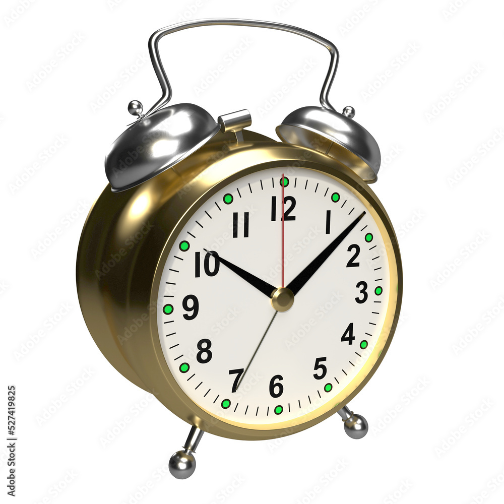 Alarm clock on white background. 3D rendering Alarm clock on white background. 3D rendering