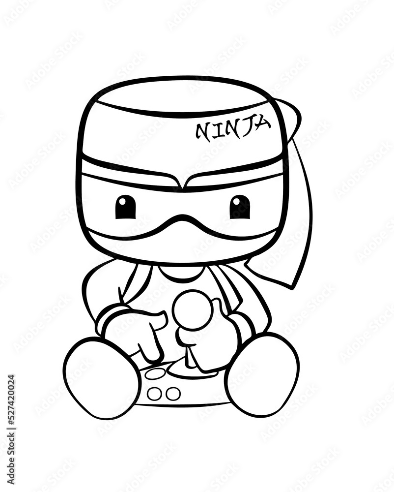 Fototapeta premium Ninja. Element for coloring page. Cartoon style.
