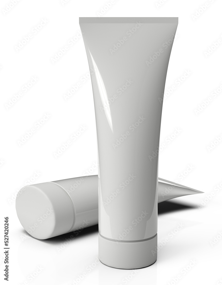 Cream tubes on white background, isolated. 3D rendering Cream tubes on white background, isolated. 3D rendering