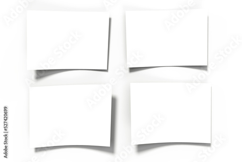 Empty paper sheets on a grey surface. 3D rendering