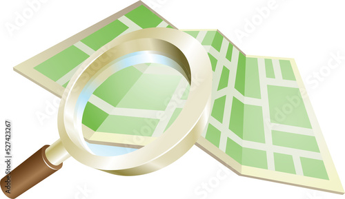 Magnifying glass map concept