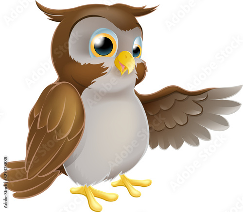 Pointing Cartoon Owl
