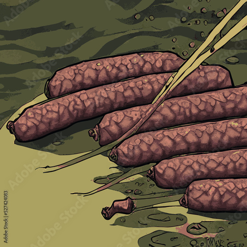Vector illustration of a sausage. sausage isolated on soft color background. sausage vector or illustration art.