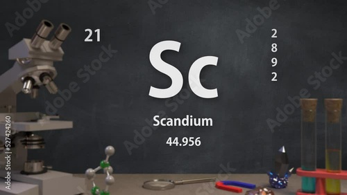 Infographic of Chemical Elements. Contains it’s number, name, atomic mass and electron orbitals. Perfectly suits for educational, school, university presentations and science related videos. photo