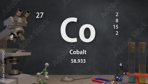 Infographic of Chemical Elements. Contains it’s number, name, atomic mass and electron orbitals. Perfectly suits for educational, school, university presentations and science related videos. photo