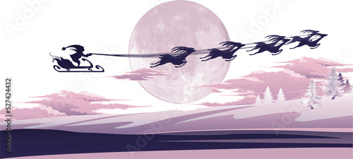Santa flying in his sled
