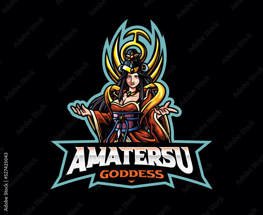 Amaterasu goddess mascot logo design
