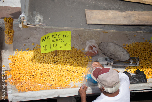 Nanche fruits on the market photo