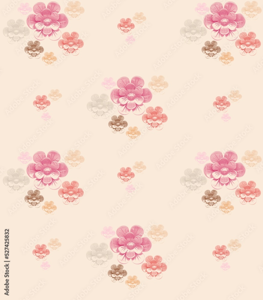 Seamless floral pattern on the light background 