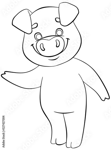 Pig. Element for coloring page. Cartoon style.