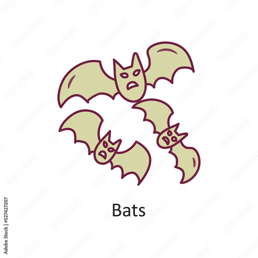 Bats vector filled outline Icon Design illustration. Halloween Symbol on White background EPS 10 File Bats vector filled outline Icon Design illustration. Halloween Symbol on White background EPS 10 File