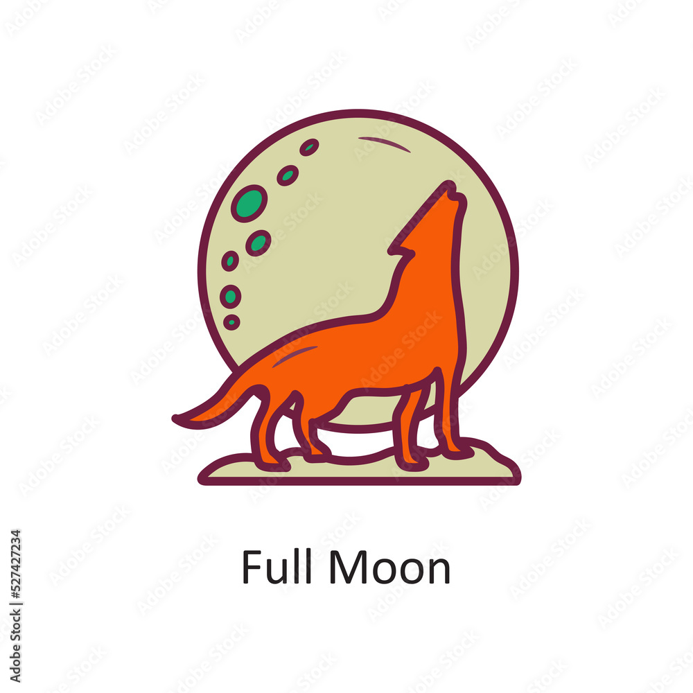 Obraz premium Full Moon vector filled outline Icon Design illustration. Halloween Symbol on White background EPS 10 File