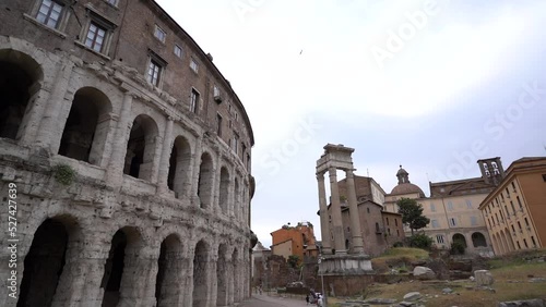 Front area of the historic open-air Marcello Theater in Rome, Italy photo