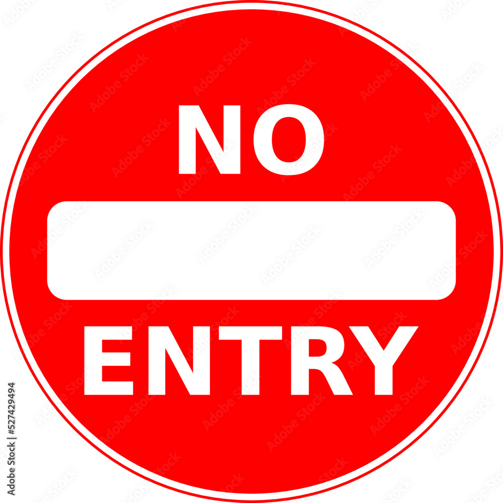 Vector graphic of a uk warning of a no entry ahead road sign. It consists of a white bar and the words no entry contained within a red circle Vector graphic of a uk warning of a no entry ahead road sign. It consists of a white bar and the words no entry contained within a red circle