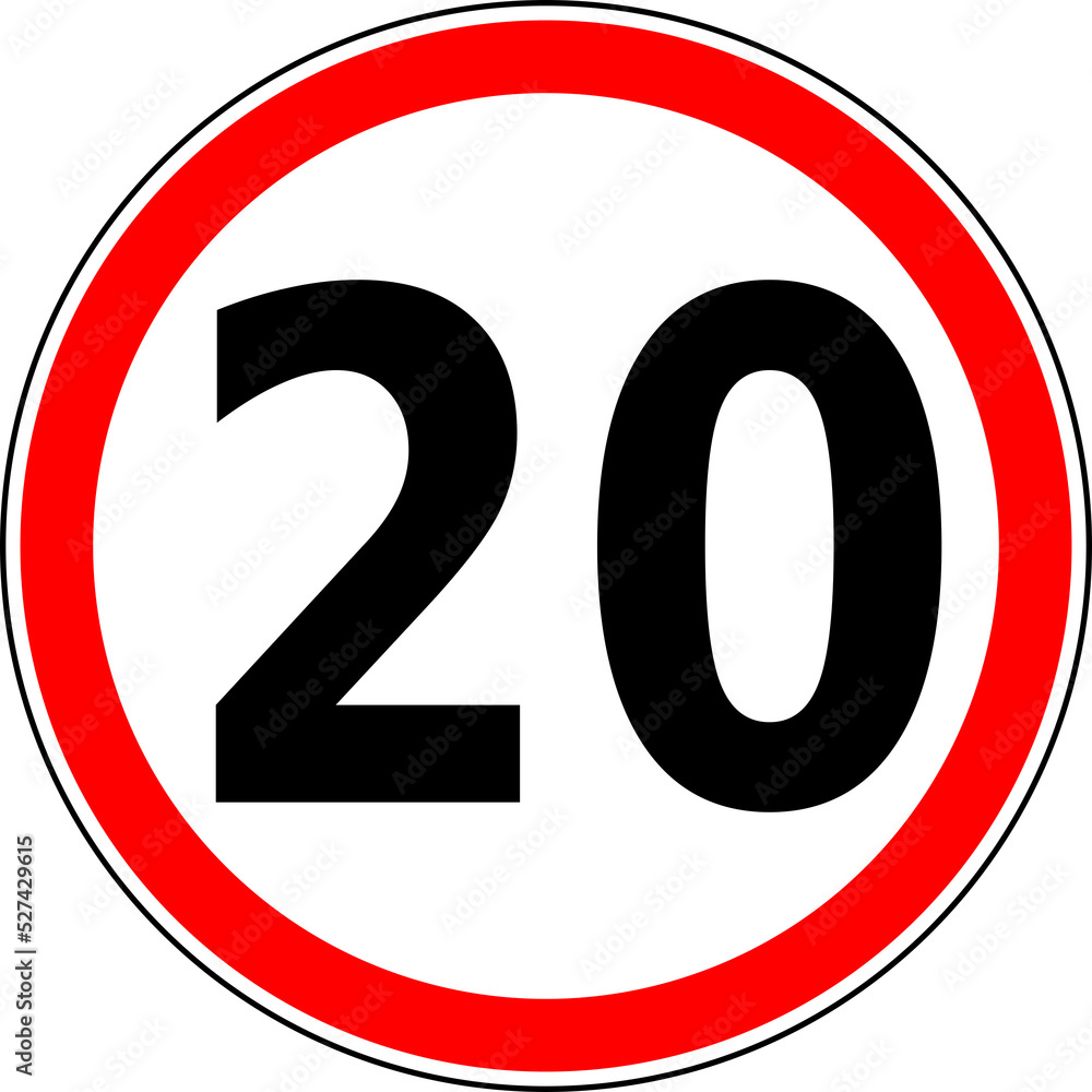 Transparent PNG file Vector graphic of a uk 20 miles per hour speed limit road sign. It consists of a large number contained within a red circle Transparent PNG file Vector graphic of a uk 20 miles per hour speed limit road sign. It consists of a large number contained within a red circle