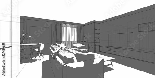 Modern interior design. Sketch of the apartment.	