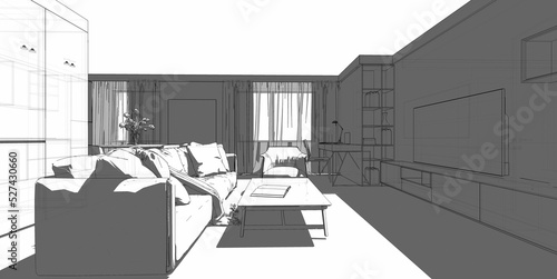 Modern interior design. Sketch of the apartment
