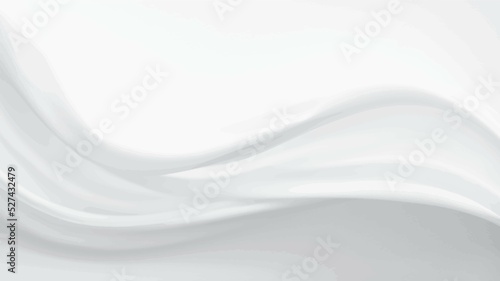 Rippled white silk, satin fabric textile. Vector soft background, flowing satin waves
