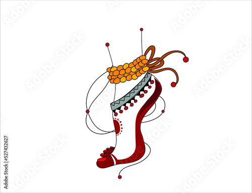 Mandala art on foot. Pakistani foot mehndi design vector illustration