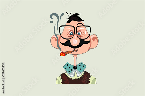 Old man smoking to Diem illustration for T-shirt