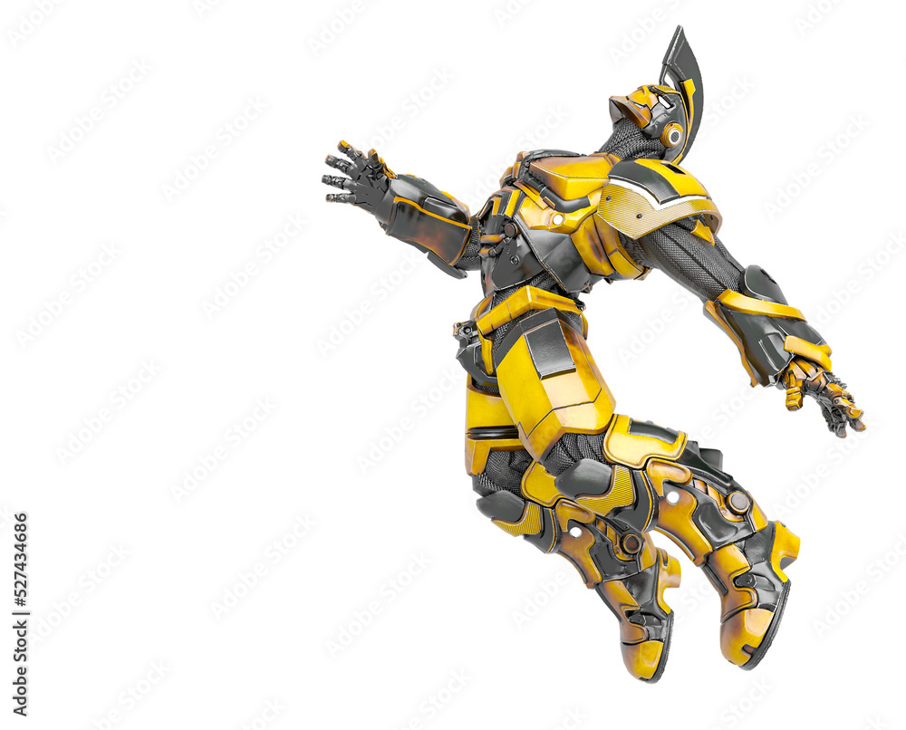 war ready robot was knocked forward with copy space war ready robot was knocked forward with copy space