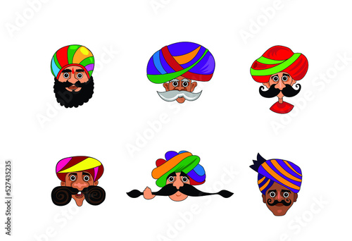 Set Rajasthani cartoon vector icons photo