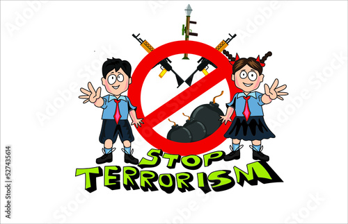 Stop terrorism poster vector illustration 