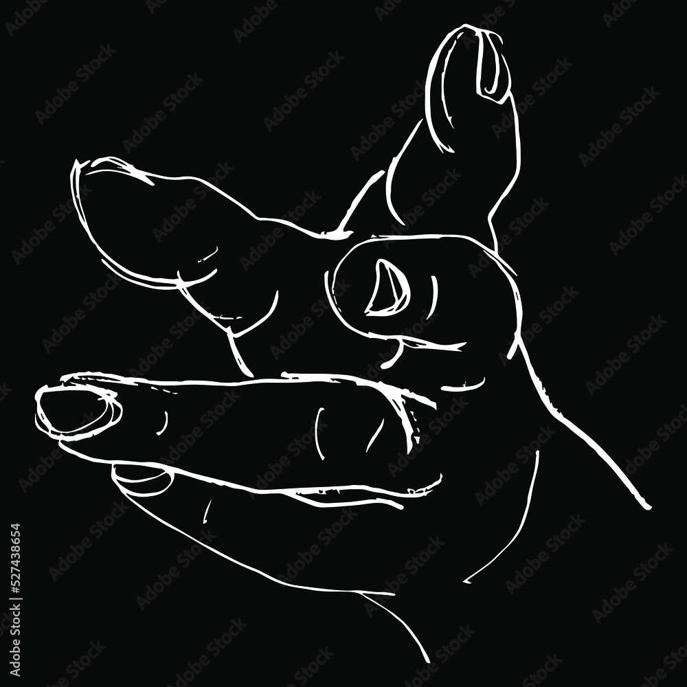 Human hand with clenched fingers. Reaching forward gesture. Empty palm ...