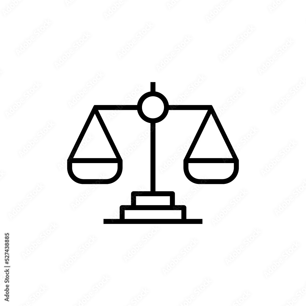 Balance scale line icon isolated on white background Balance scale line icon isolated on white background