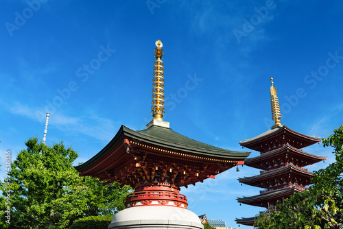 日本観光 東京浅草浅草寺から見える3つの塔