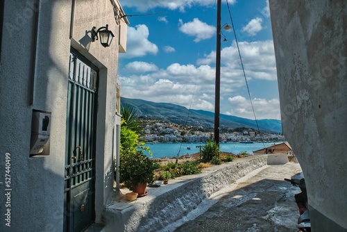 Fototapeta Naklejka Na Ścianę i Meble -  Poros island on colorful day in Aegean, Greece