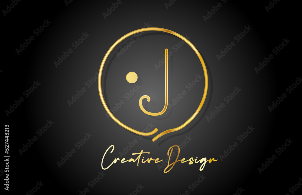J gold yellow alphabet letter logo icon design with luxury vintage style. Golden creative template for company and business