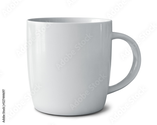 White ceramic mug isolated on empty background photo