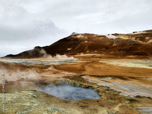 Iceland dead volcano landscape blopp smoke dessert mountain hill wallpaper background wall photo print nature ámafjall Hverir Viewpoint
