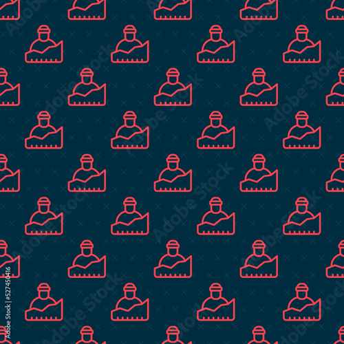 Red line Growth of homeless icon isolated seamless pattern on black background. Homelessness problem. Vector