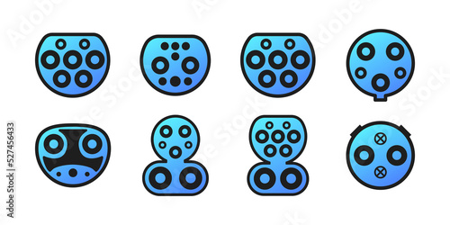 Connectors for electric vehicles. Types of charger plugs and Ev charging sockets, electric vehicle ports, car charging ports.