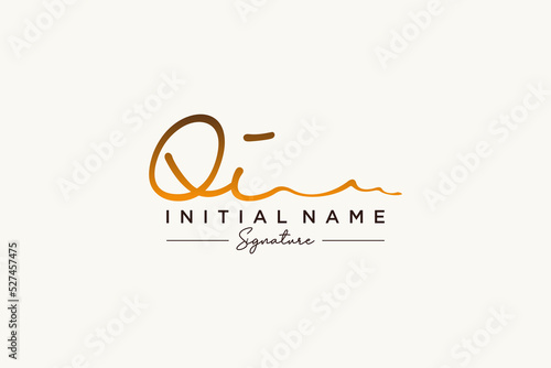 Initial QI signature logo template vector. Hand drawn Calligraphy lettering Vector illustration.