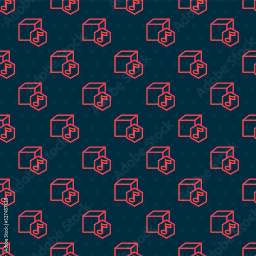 Red line NFT Digital crypto art icon isolated seamless pattern on black background. Non fungible token. Vector