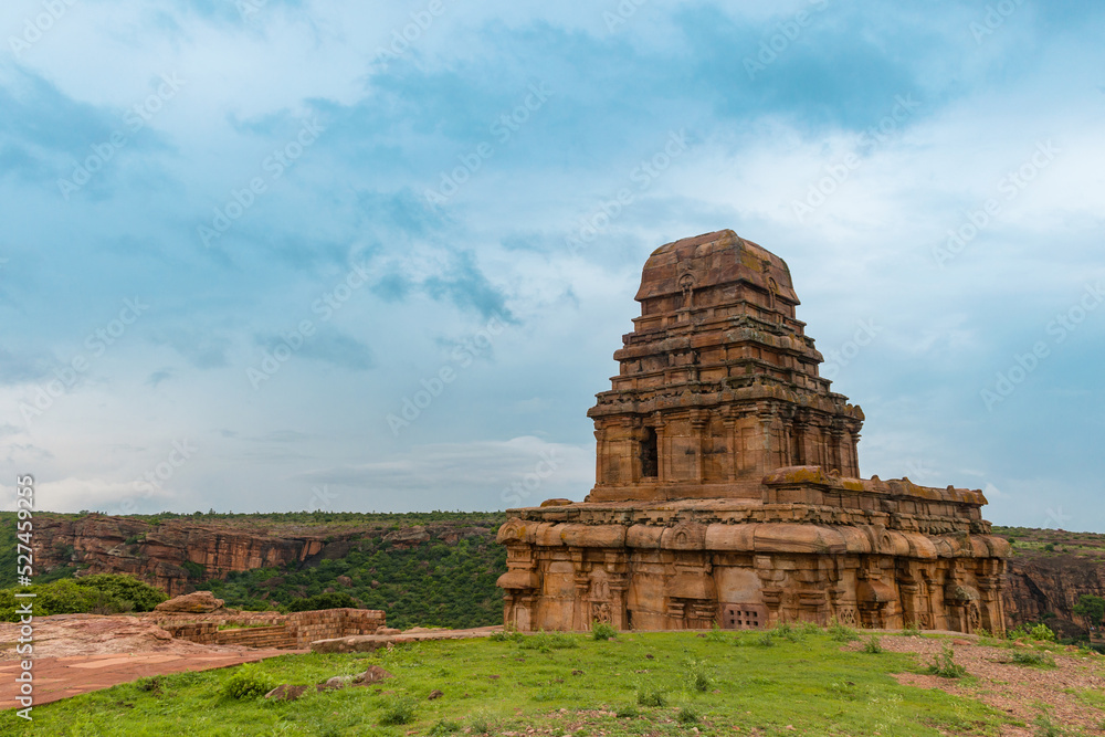 Beautiful view of upper shivalaya temple at top of the hill in Badami.
