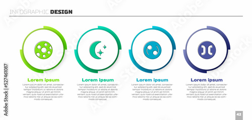 Set Full moon, Moon and stars, Cancer zodiac and Pisces. Business infographic template. Vector