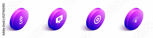 Set Isometric Firework, Yin Yang symbol, Chinese Yuan currency and Lotus flower icon. Vector